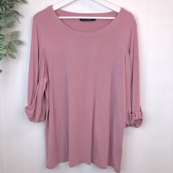 Coco Y Club Light Dusty Pink Tunic Top XXL, Scoop Neck, Cute Sleeves - Picture 1 of 9